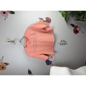 Gymshark Cropped Peach Mesh Short Sleeve Top - Size - Small